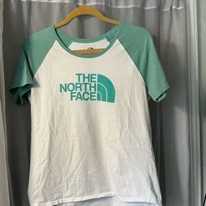 The North Face turquoise green / blue and White T-Shirt